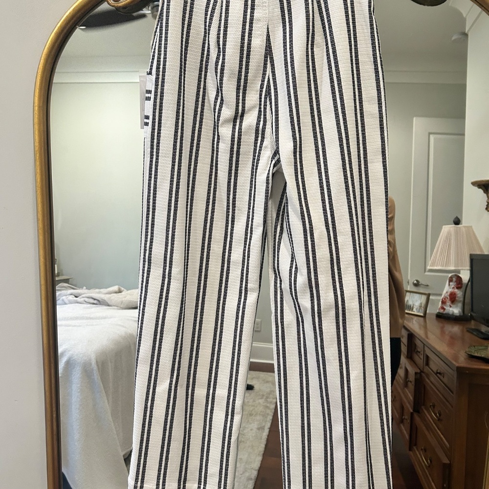 NWT Fifteen Twenty High-Rise Wide-Leg Striped Pants - Black & White - Picture 3 of 5